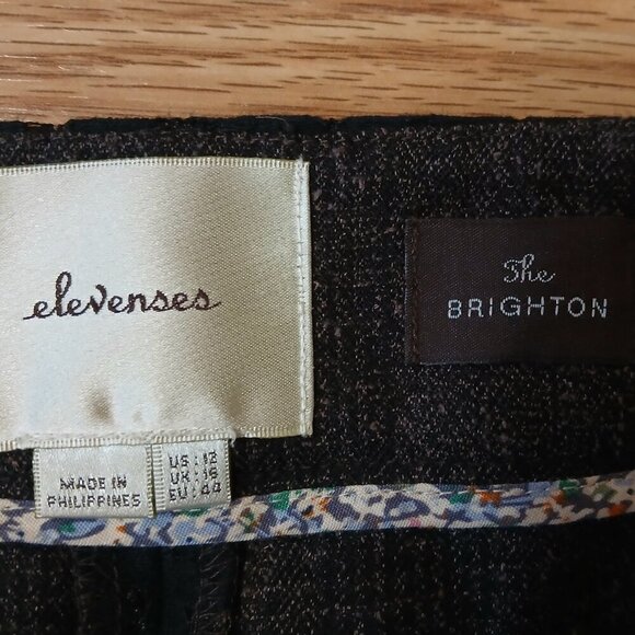 Anthropologie Elevenses The Brighton Preppy Tweed Plaid Lace Trousers Size 12 - Picture 9 of 10